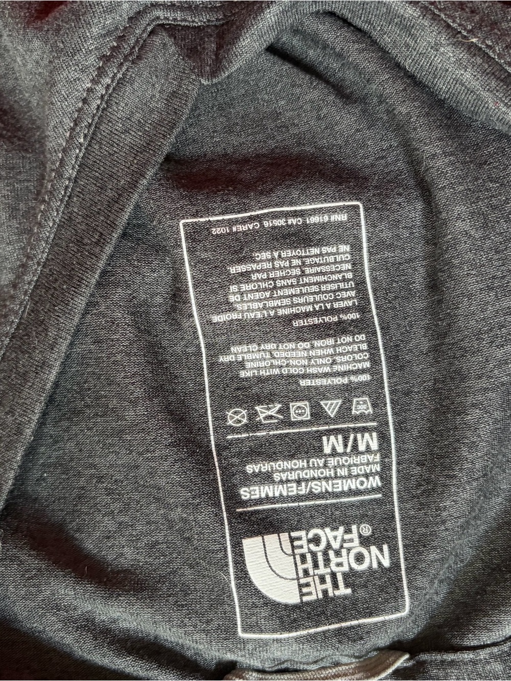 The North Face Women's Charcoal Gray V-Neck Tee with Yellow Logo - Picture 3 of 3